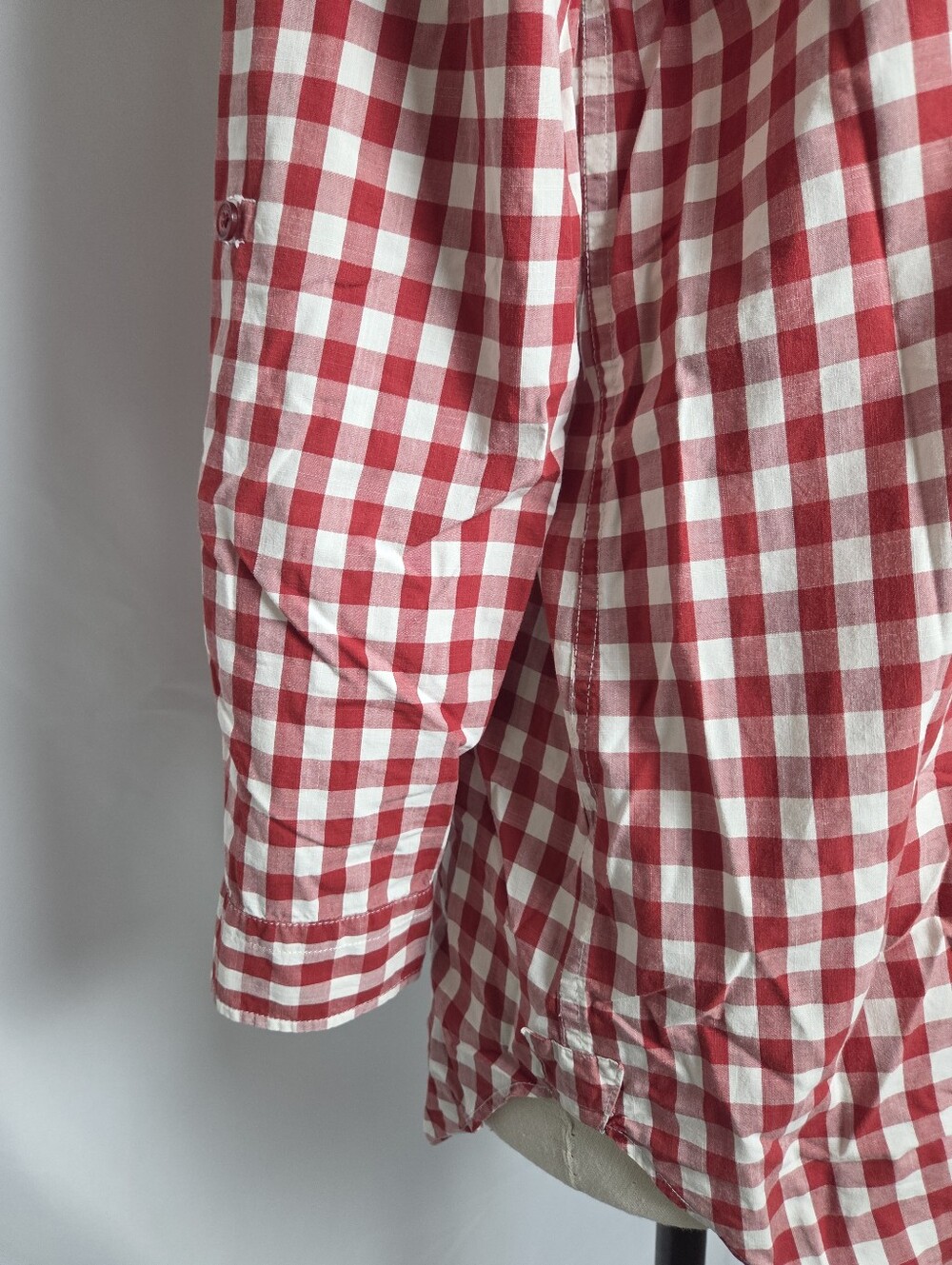 Red And White Gingham Cotton Tunic Shirt - Picture 7 of 15